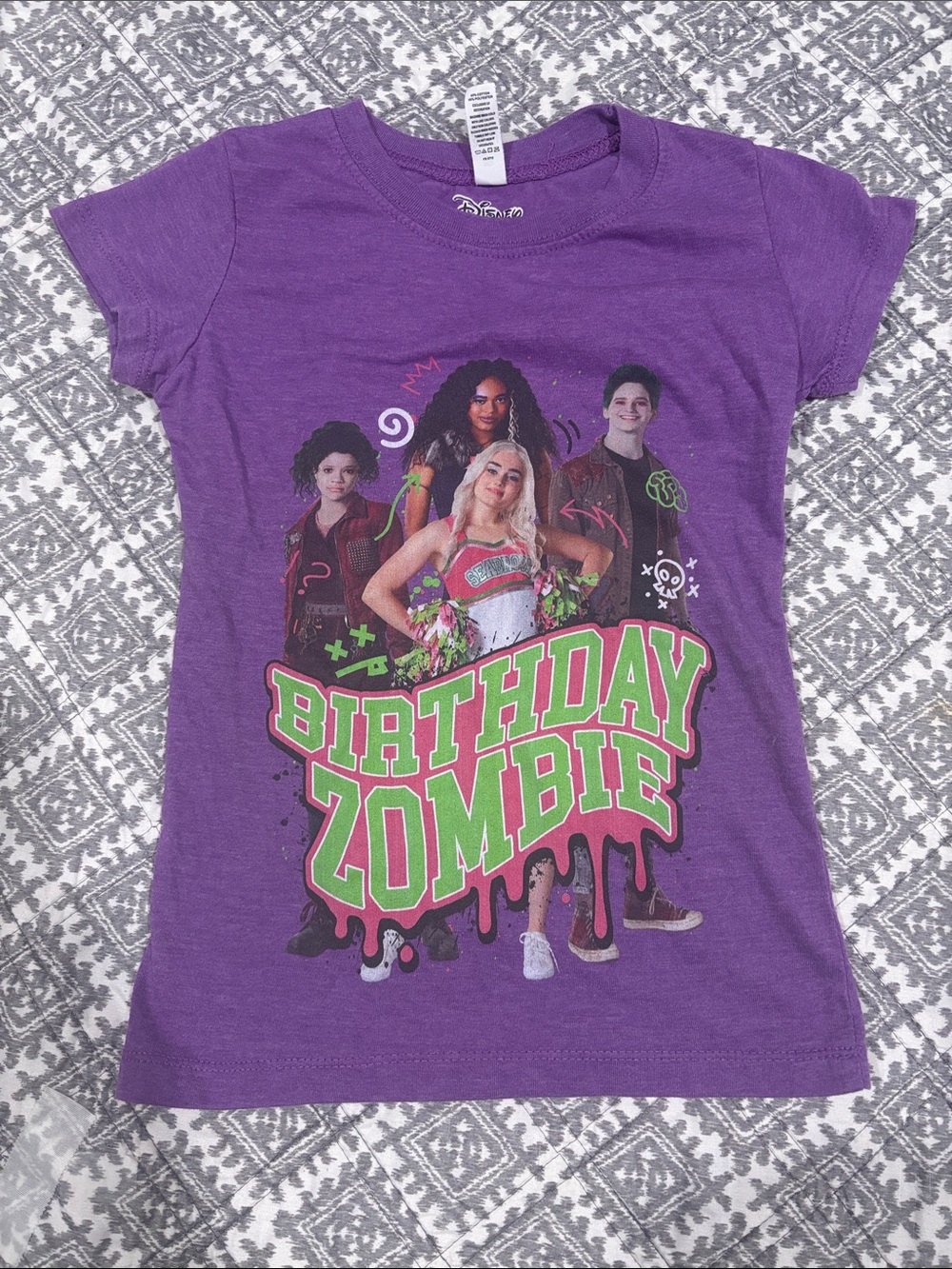 Birthday Zombie Graphic Tee - Purple